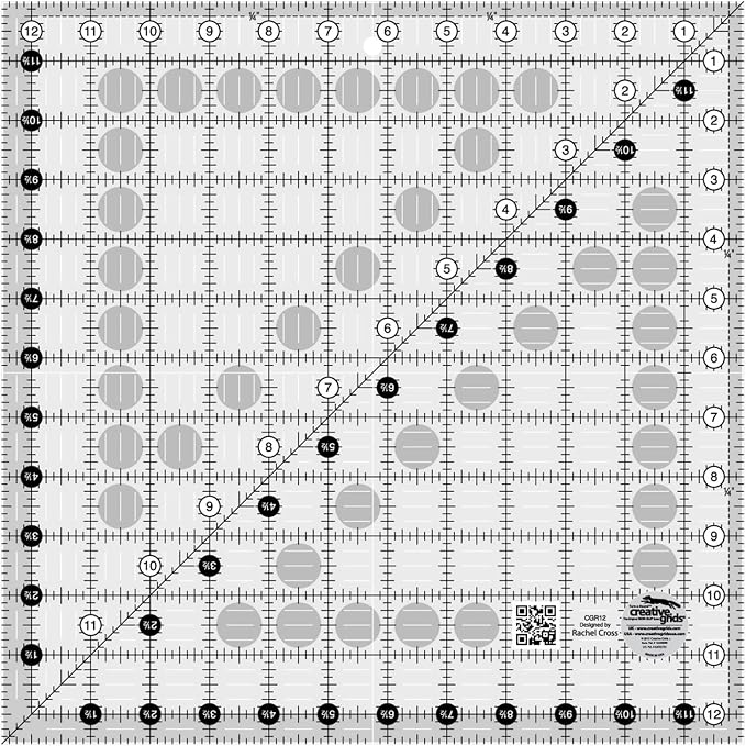 Creative Grids Quilt Ruler 12-1/2in x 12-1/2in Square